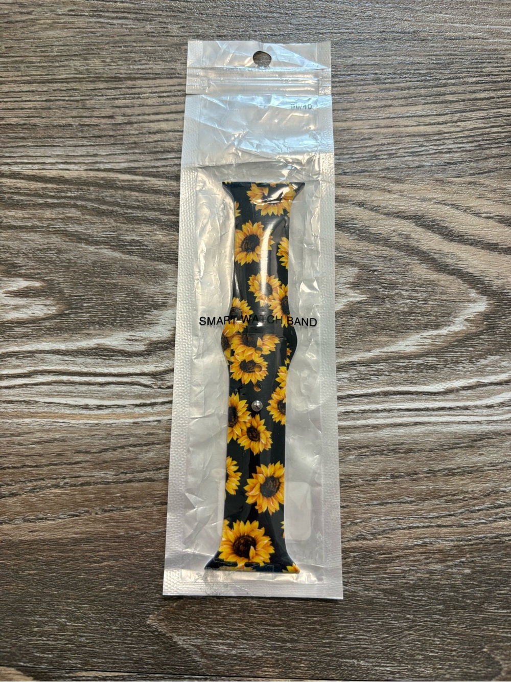 Silicone Smart Watch Band for iPhone Black Sunflower Print 38/40 NEW - Picture 4 of 6
